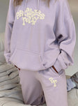 Princess Polly high-rise  Princess Polly Track Pants Squiggle Text Dusty Mauve / Eggshell