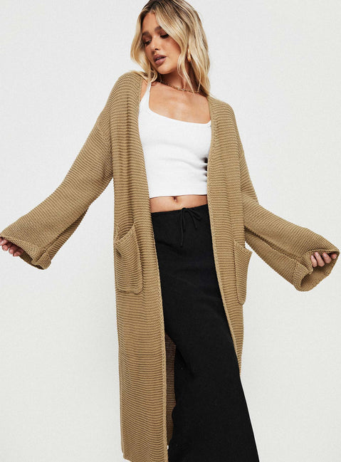 Longline cardigan Oversized fit, twin side pockets, drop shoulder