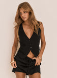 Black Linen mini skirt Relaxed fit, elasticated drawstring waist