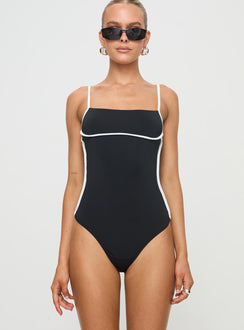 Black bodysuit white trim