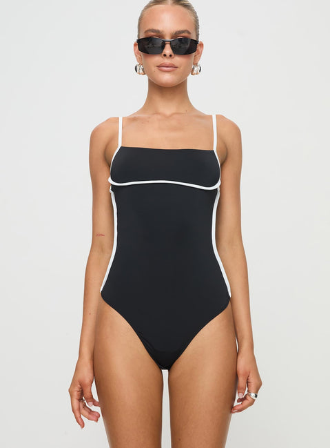 Black bodysuit white trim