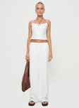 Top and pant set white Camisole top, adjustable straps, invisible zip fastening, relaxed fit, elasticated