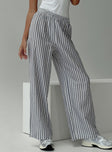 Louis Linen Blend Pants White / Navy Stripe