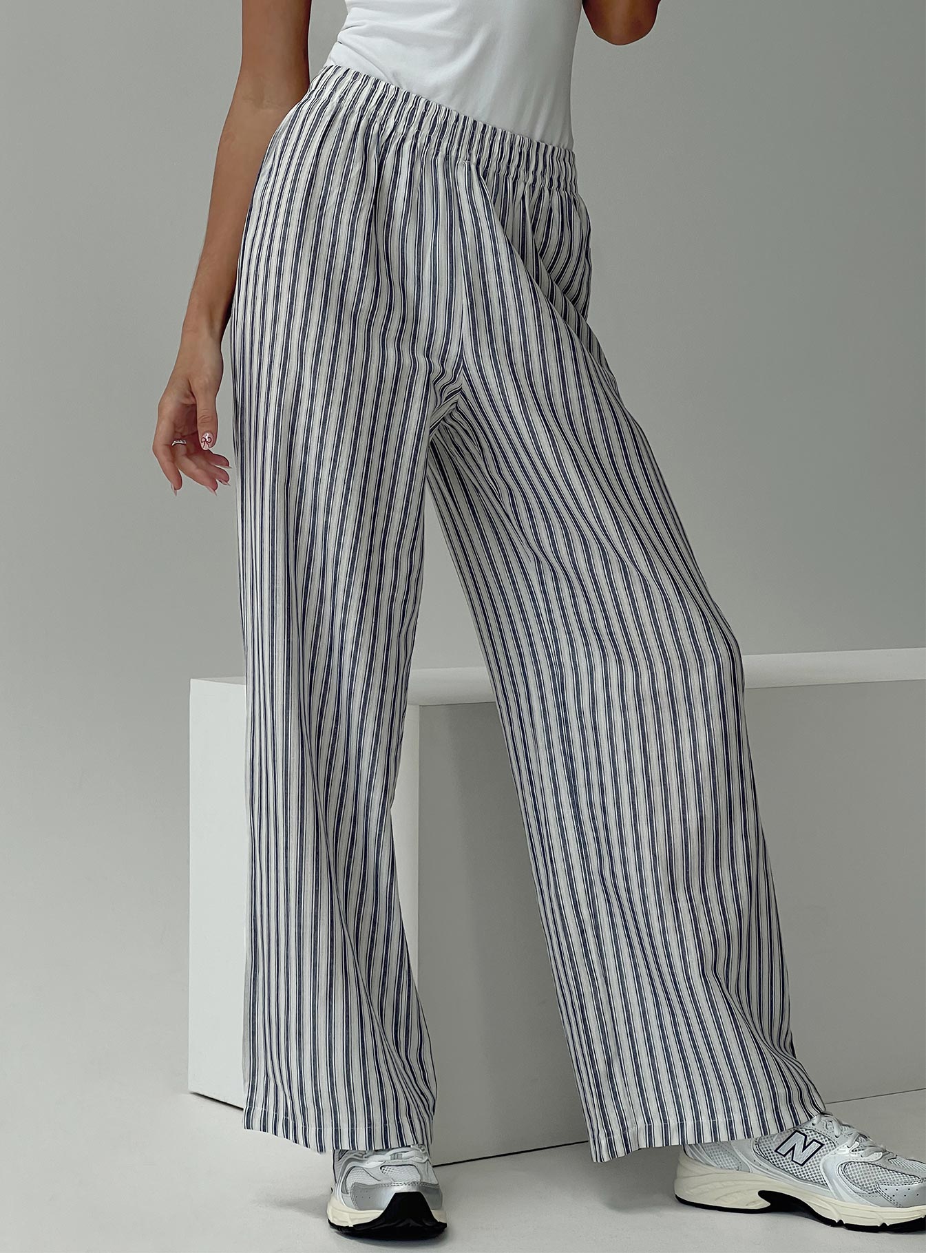 Louis Pants White / Navy Stripe