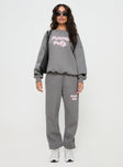 Princess Polly Track Pants Puff Text Charcoal