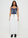 Packston Lace Up Denim Top Mid Wash