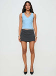 Blue Lace top V-neckline, invisible zip fastening down side