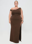 Brown one shoulder maxi dress