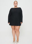 Princess Polly Curve  Long sleeve mini dress Slim fitting, low back with tie back fastening, slightly flared sleeves Good stretch, unlined  Princess Polly Lower Impact