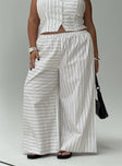 Princess Polly High Waisted Pants  Boarder Pants White Stripe Curve