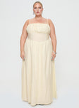 Princess Polly Curve  Maxi dress Adjustable shoulder straps, ruched bust, inner silicone strip, tie fastening at back, invisible zip fastening down side, shirred back band Non-stretch material, fully lined  Princess Polly Lower Impact