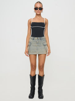 Black bodysuit white trim