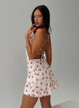 Princess Polly Sweetheart Neckline  Celena Lace Mini Dress White / Red Floral