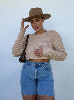 Alivia Cropped Sweater Beige