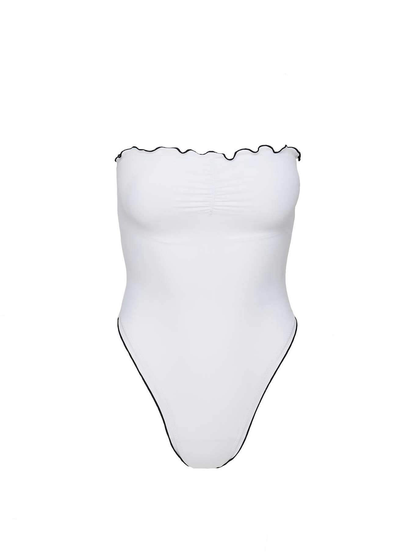 Anita Strapless Ruched One Piece White