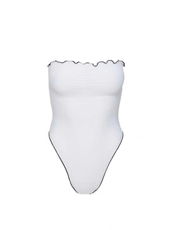 Anita Strapless Ruched One Piece White