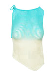 Auralia Asymmetric Knit Top Blue / Cream