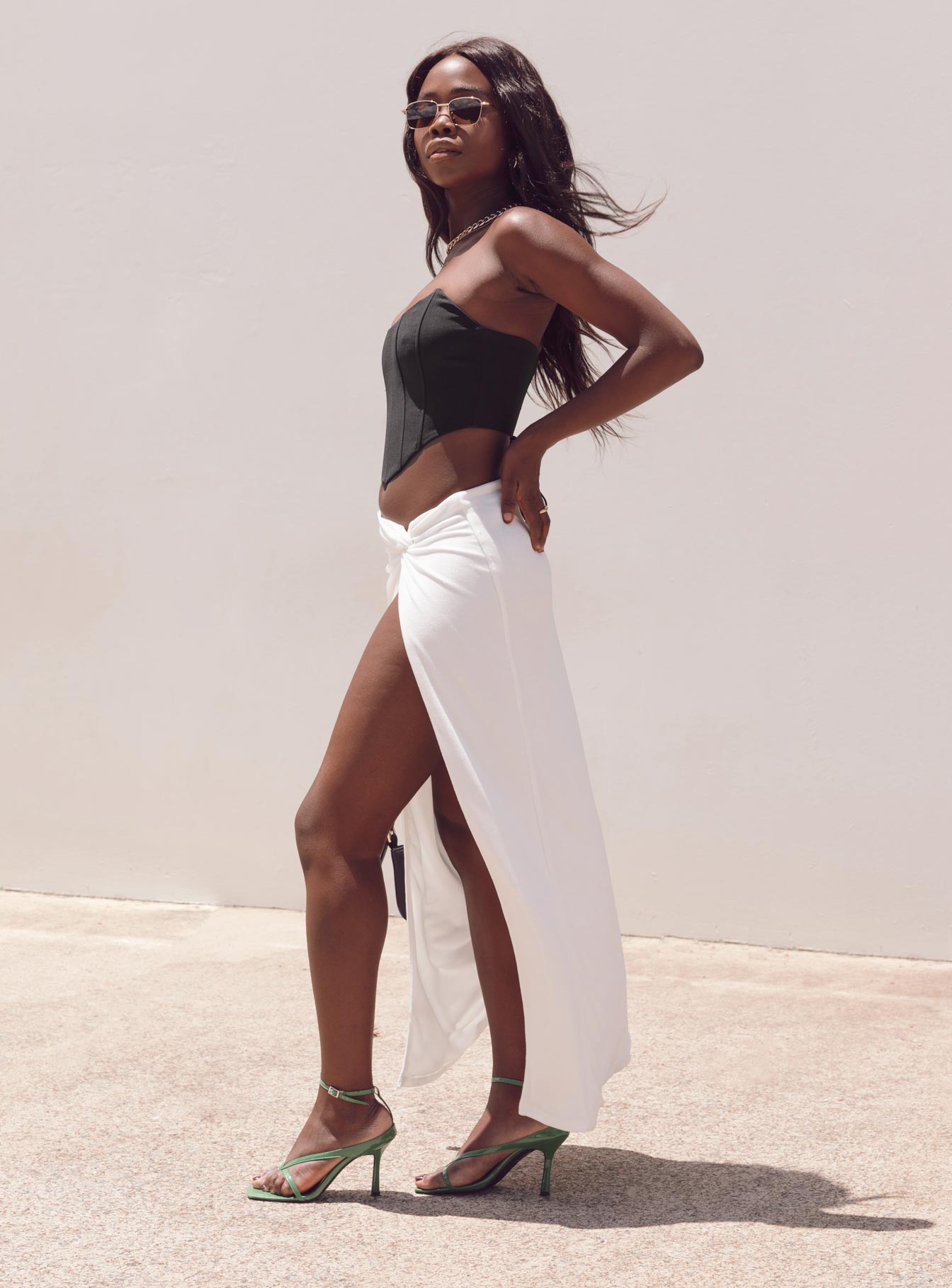 Maxine Split Maxi Skirt White