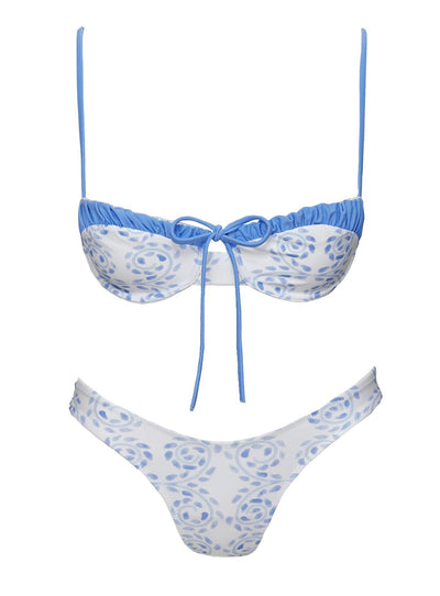 Catelyn High Cut Cheeky Bikini Bottoms Blue / White Swirl