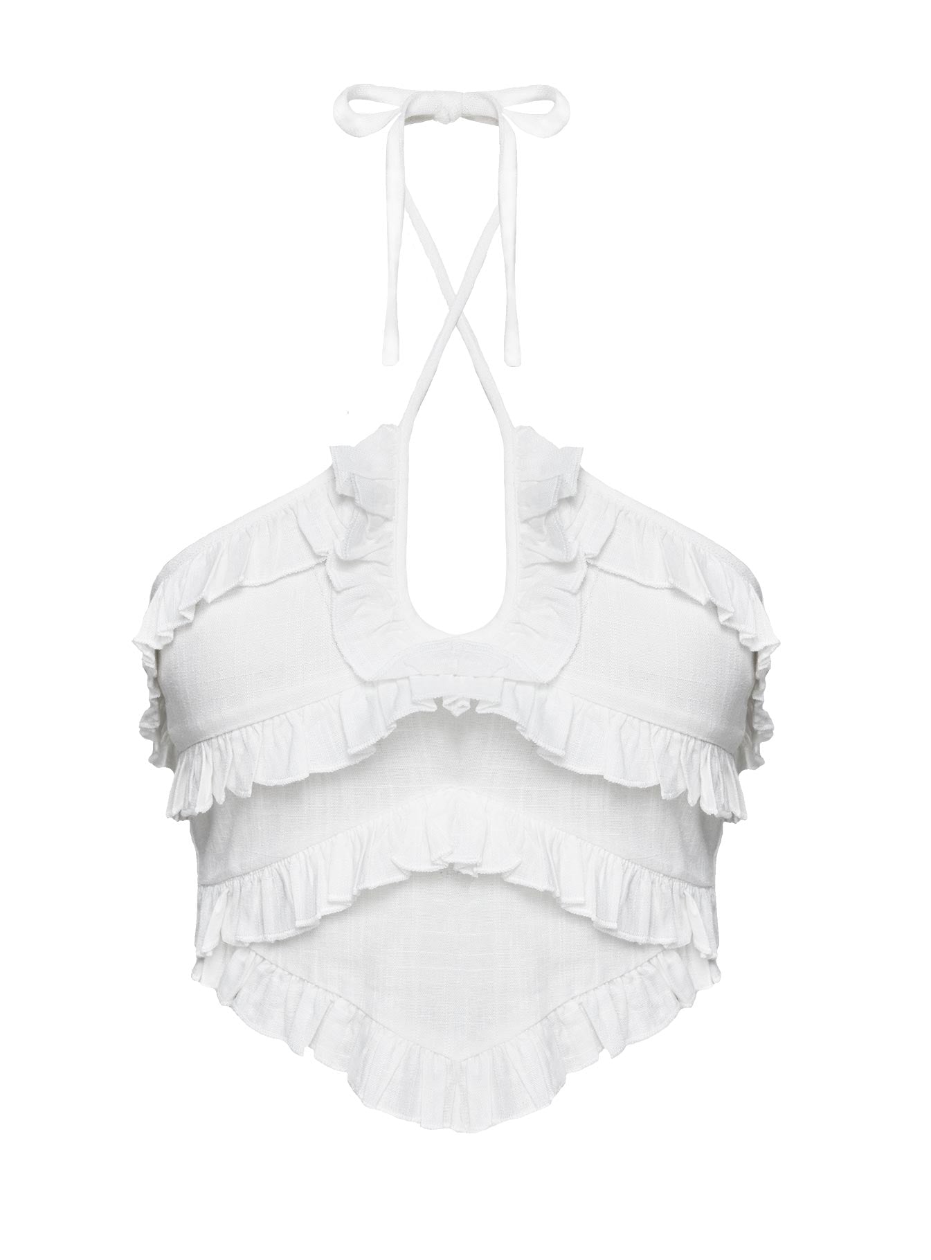 Francesco Frill Halter Top White Curve