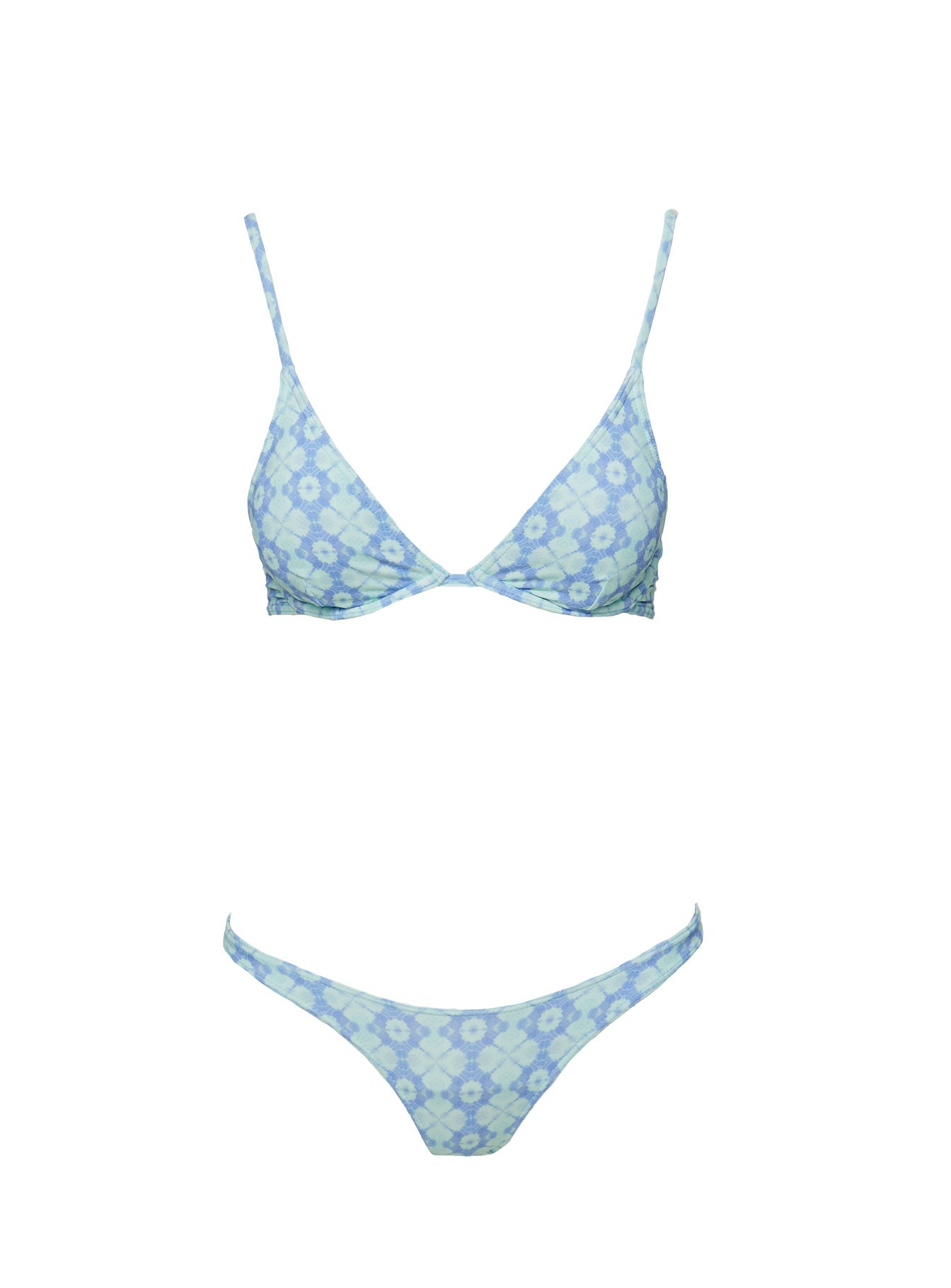 Love Letters High Cut Cheeky Bikini Bottoms Blue Geo