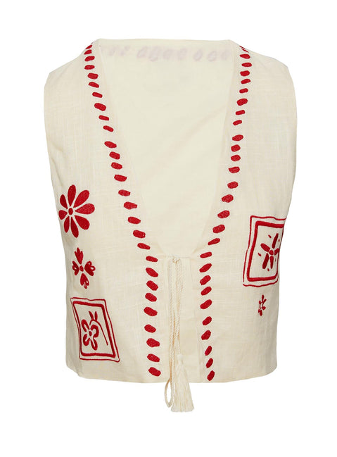 Grazia Vest Top Cream / Red Curve