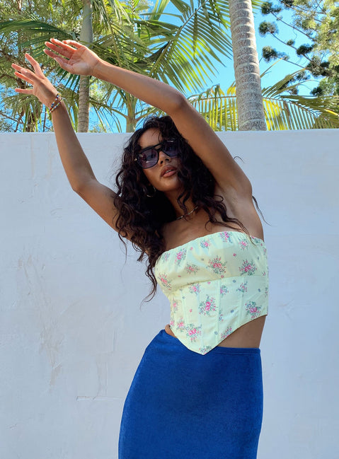 Ivy Bustier Yellow Floral
