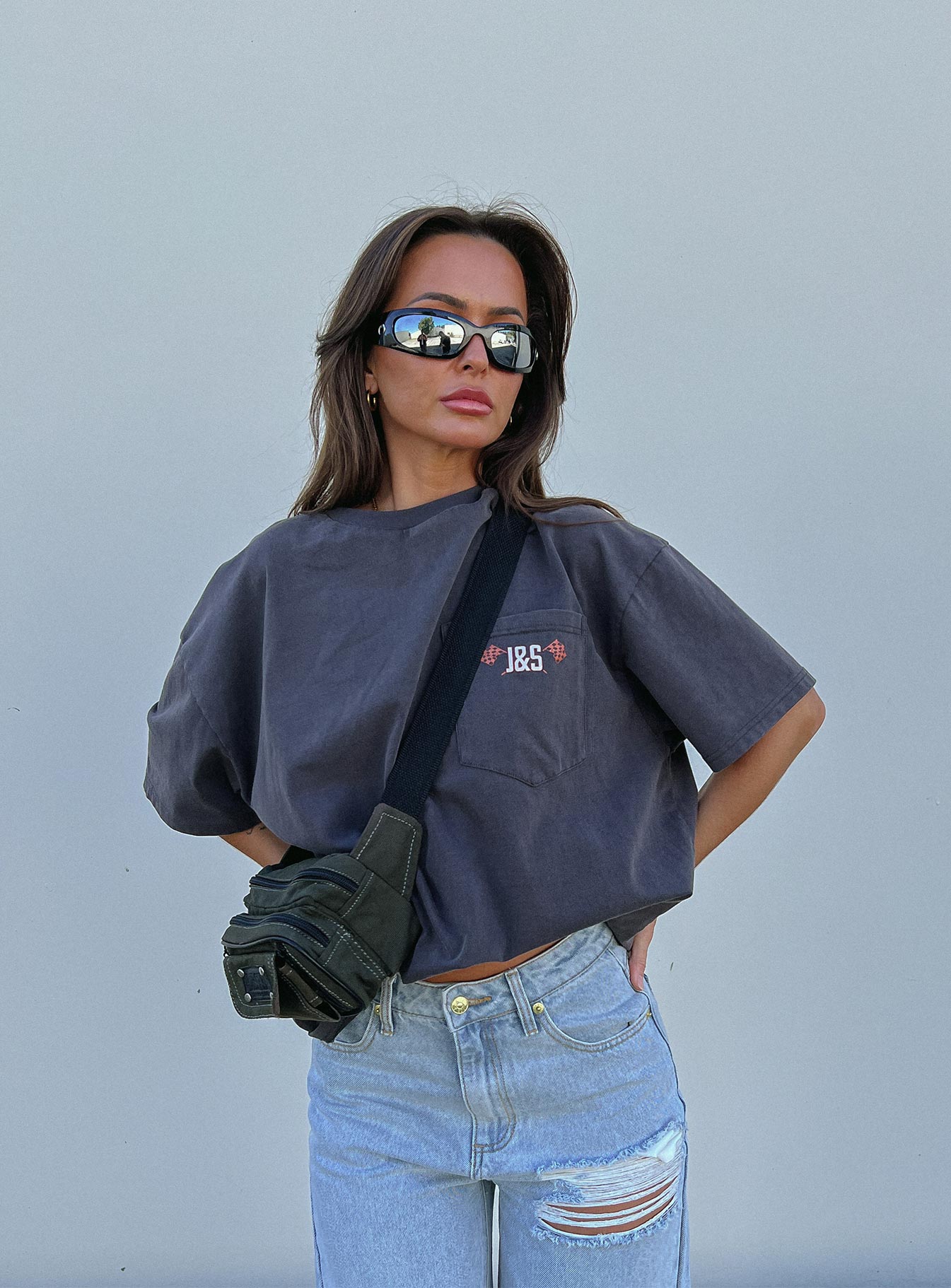 Jagger & Stone Hi Octane Oversized Tee Charcoal