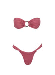 Janea Ruched Glitter Bikini Bottoms Magenta Pink