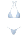 Cali String Ruched Bikini Bottoms Blue/White