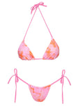 Jenner Tie Side Ruched Bikini Bottom Pink Floral