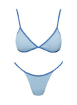 Blue Ribbed bikini bottoms Thin adjustable sides, high cut, cheeky bottom