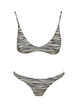 Zebra print bikini top Adjustable shoulder straps, clasp fastening at back