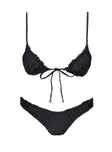 Black Bikini top Ruched design, tie fastening at bust, adjustable shoulder straps