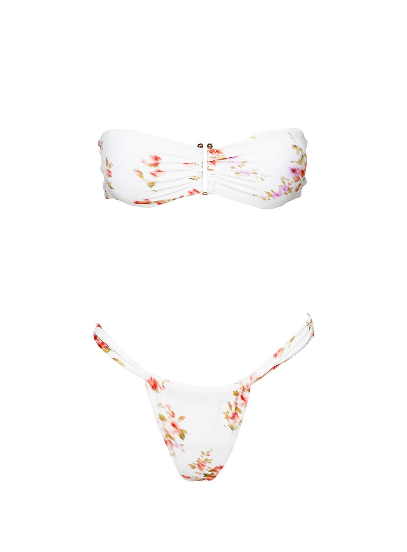 Lizzey Bandeau Bikini Top White Floral