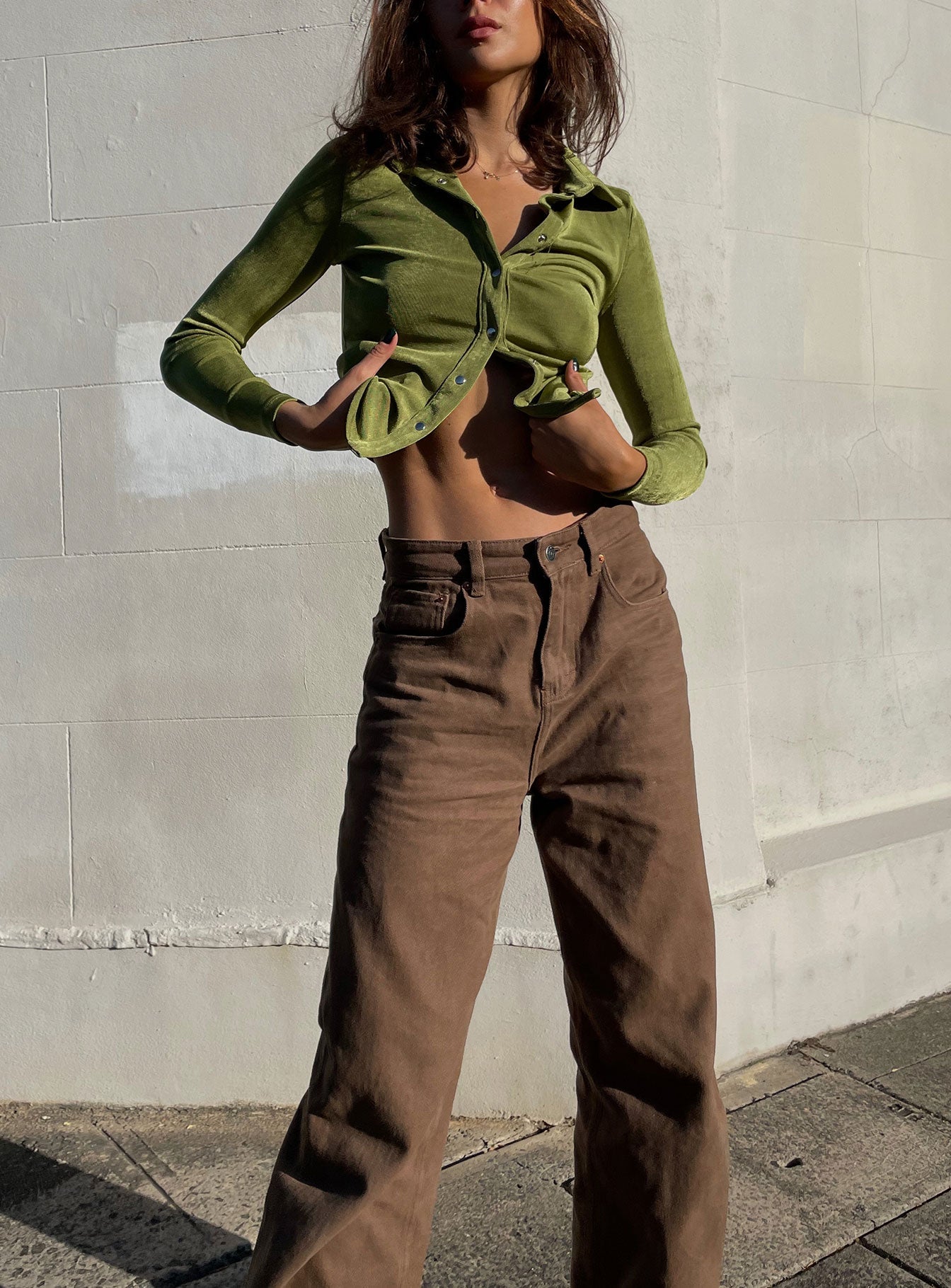 Princess Polly Mid Rise  Motel Parallel Jeans Rich Brown