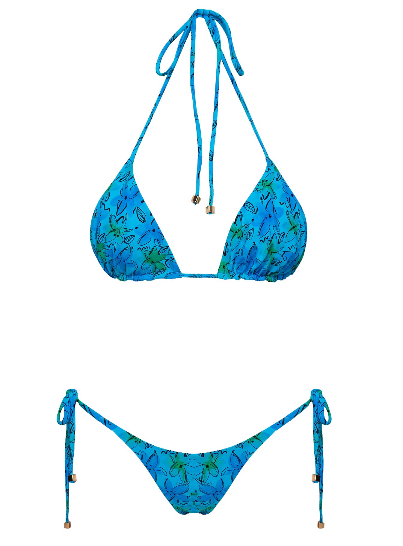 Nevaeh Triangle Bikini Top Blue Floral