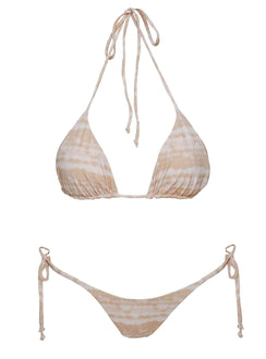 Nevaeh Triangle Shine Bikini Top Beige Tie Dye
