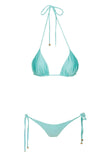 Nevaeh Triangle Shine Bikini Top Turquoise