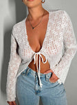 Nucci Lace Long Sleeve Top White