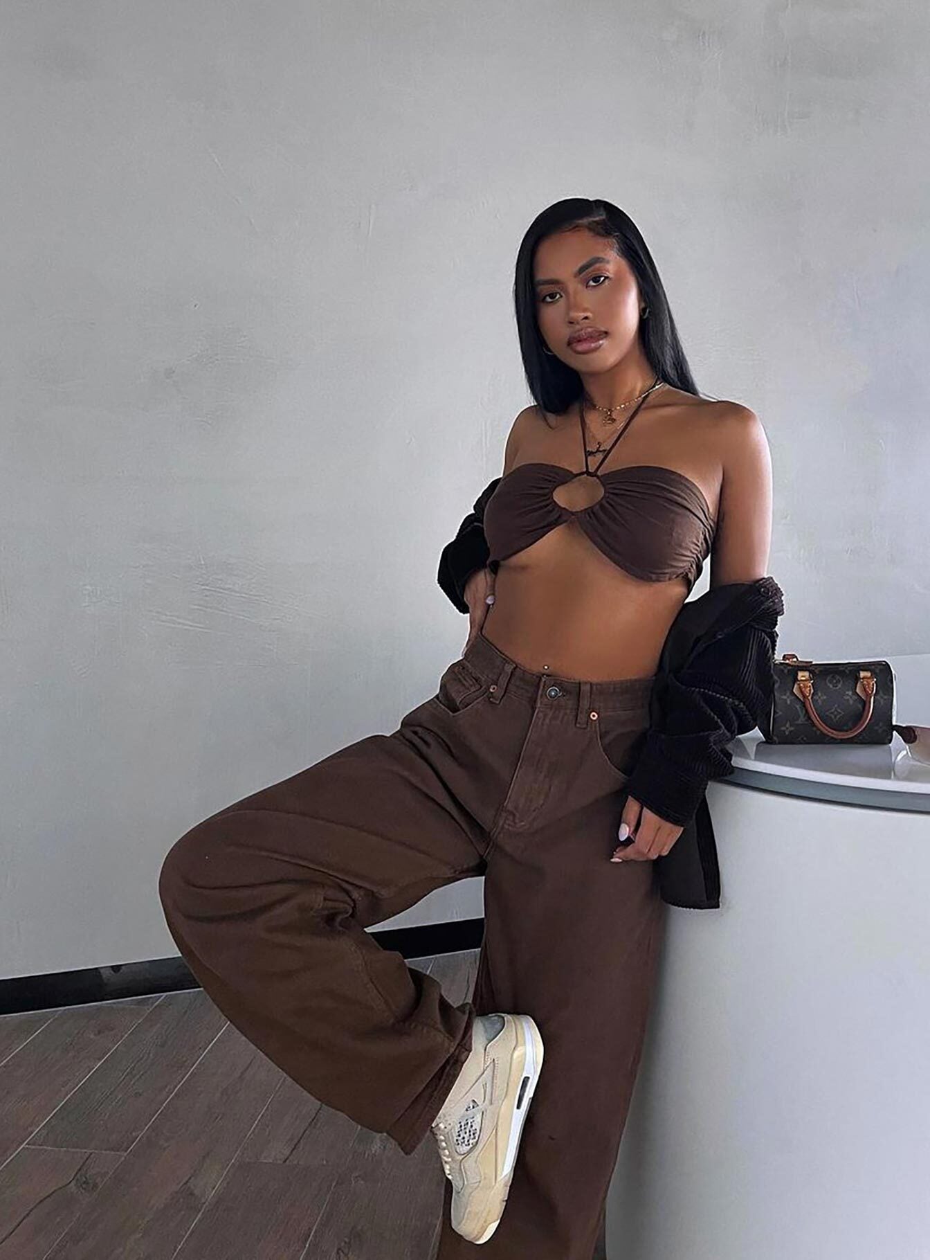 Princess Polly Mid Rise  Motel Parallel Jeans Rich Brown