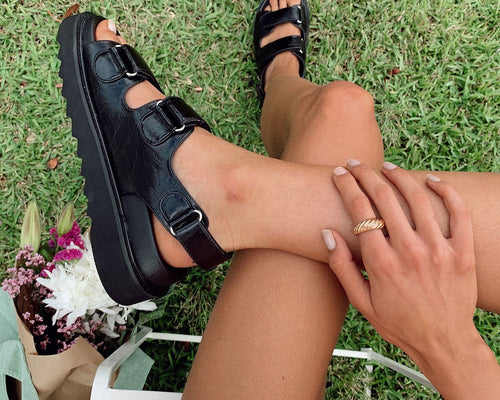 Rue Chunky Sandals Black Princess Polly Lower Impact
