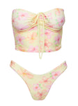 Ruthee Longline Bandeau Bikini Top Yellow / Pink