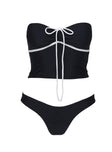 Ruthee Longline Bandeau Bikini Top Black / White