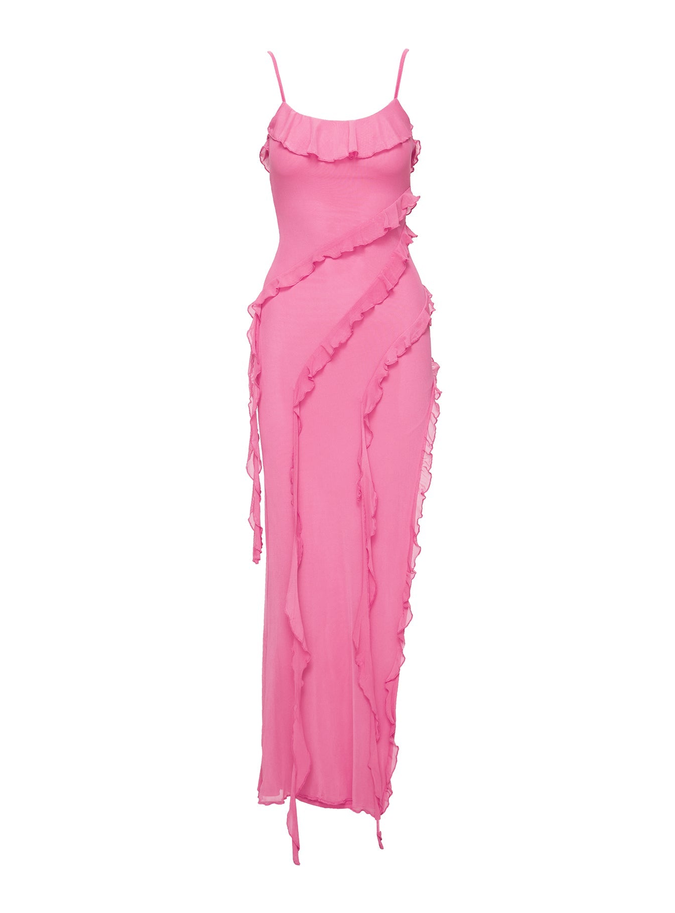 Shop Formal Dress - Valerian Frill Maxi Dress Pink Curve third image