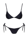 Black Bikini bottoms Tie side design, silver-toned hardware, cheeky style bottom