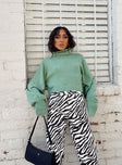 Zahara Cropped Turtleneck Sweater Green