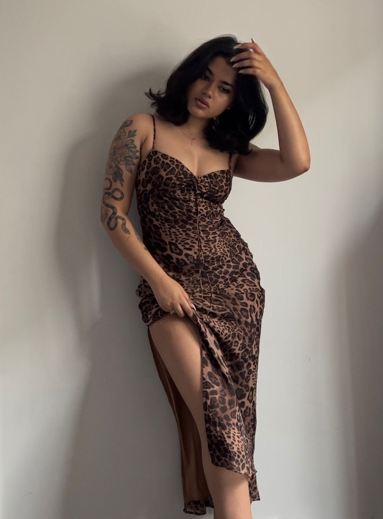 Princess Polly Sweetheart Neckline  Safari Midi Dress Leopard