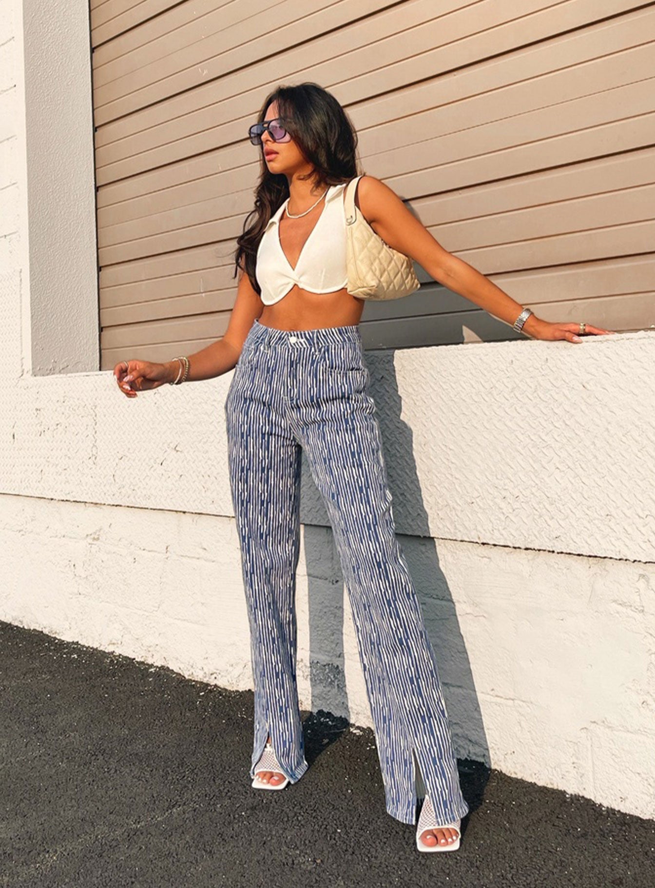 Princess Polly Mid Rise  Danica Painted Stripe Denim Jeans